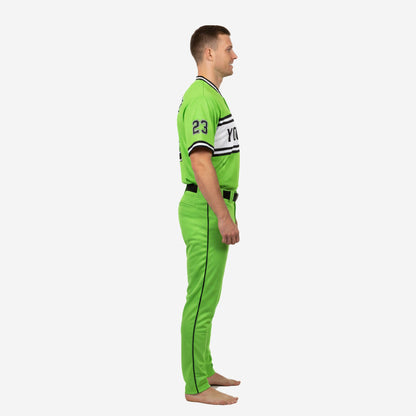 Personalized Baseball Team Uniform - Custom Jersey & Pants Set in Yellow Green