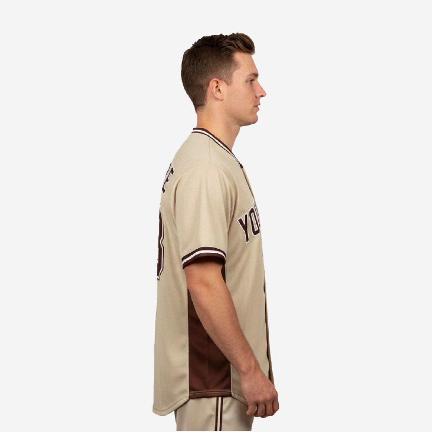 Custom Baseball Jersey in Beige - Youth & Adult Full Button Team Name Number Jersey