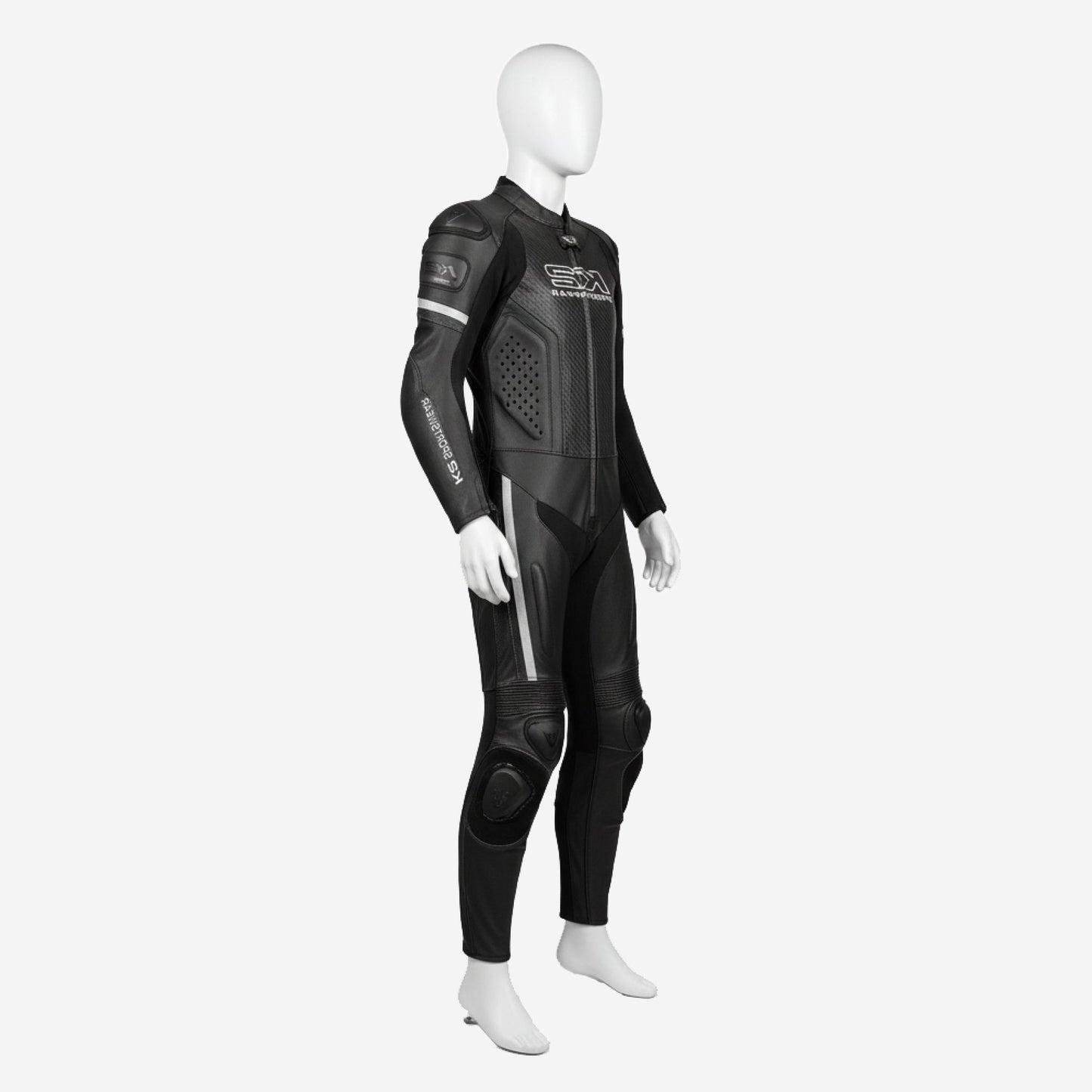 Personalized Motorbike Leather Suit in Black - Custom Racing One Piece Track Suit