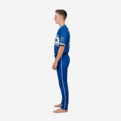Custom Youth Baseball Jersey & Pants - V-Neck Uniform Team Name Number in Blue