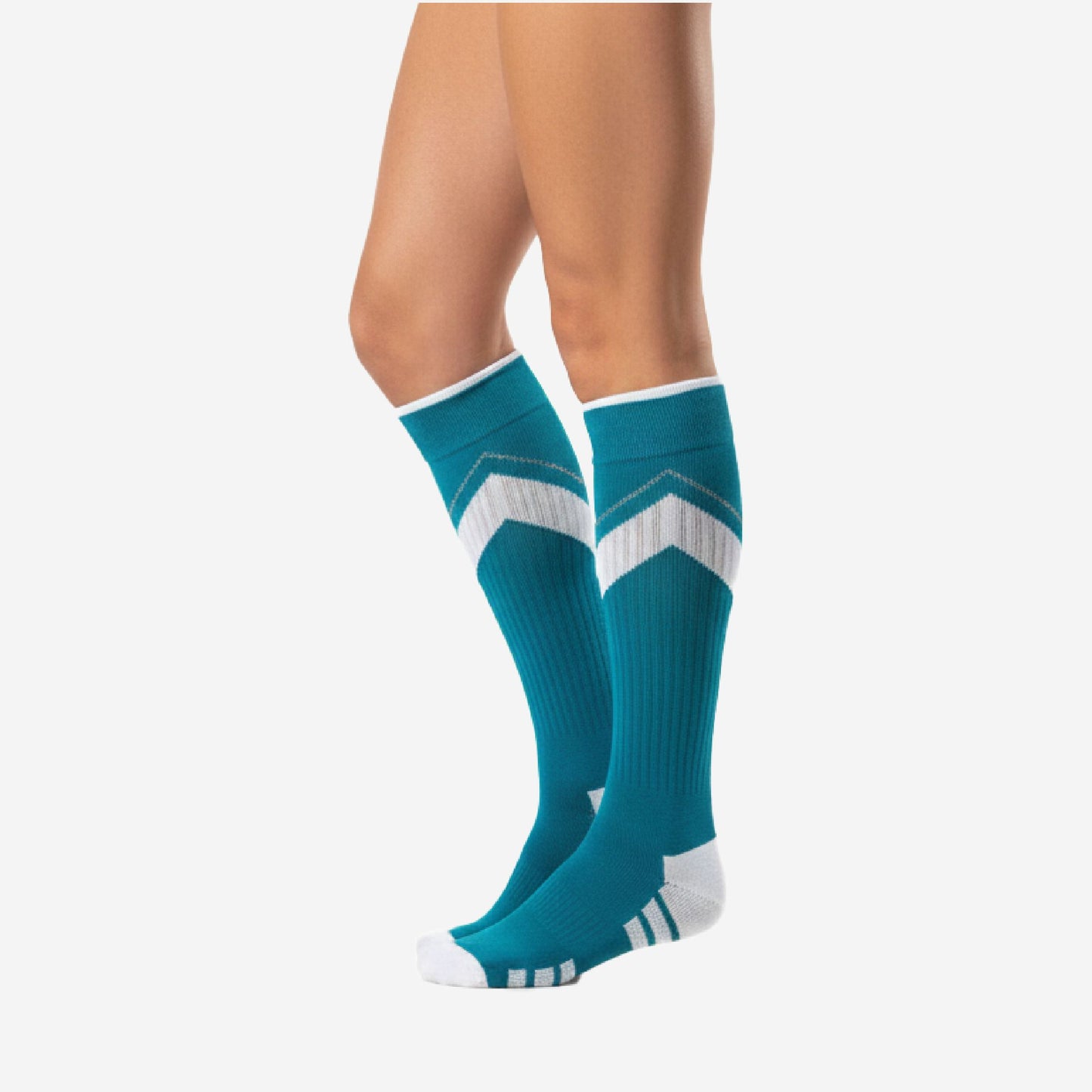 Custom Cheerleading Knee Socks - Teal Blue Athletic Performance Socks