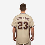 Custom Baseball Jersey in Beige - Youth & Adult Full Button Team Name Number Jersey