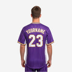 Custom Baseball Jersey in Purple - Pinstripe Full Button Jersey Team Name & Number