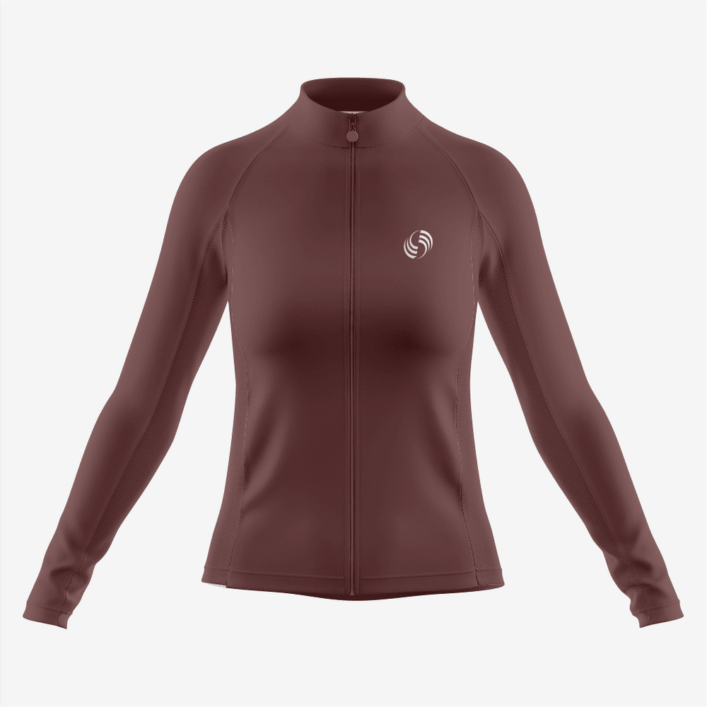 Custom Dark Brown Women's Long Sleeve Bicycle Jersey