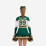 Personalized Green Cheer Uniform - Long Sleeve Crop Top Skirt Competition Set