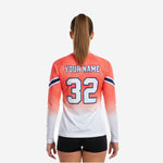 Custom Printed Cheer Practice Jersey - Orange White Long Sleeve Shell