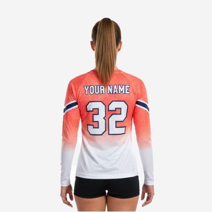 Custom Printed Cheer Practice Jersey - Orange White Long Sleeve Shell