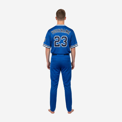 Custom Youth Baseball Jersey & Pants - V-Neck Uniform Team Name Number in Blue