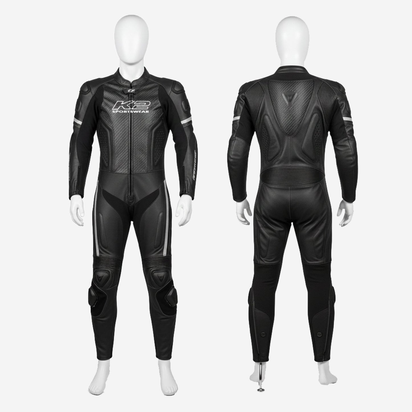 Personalized Motorbike Leather Suit in Black - Custom Racing One Piece Track Suit