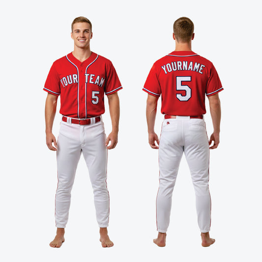 Custom Baseball Uniform Red - Complete Jersey & Pants Set Team Name Number