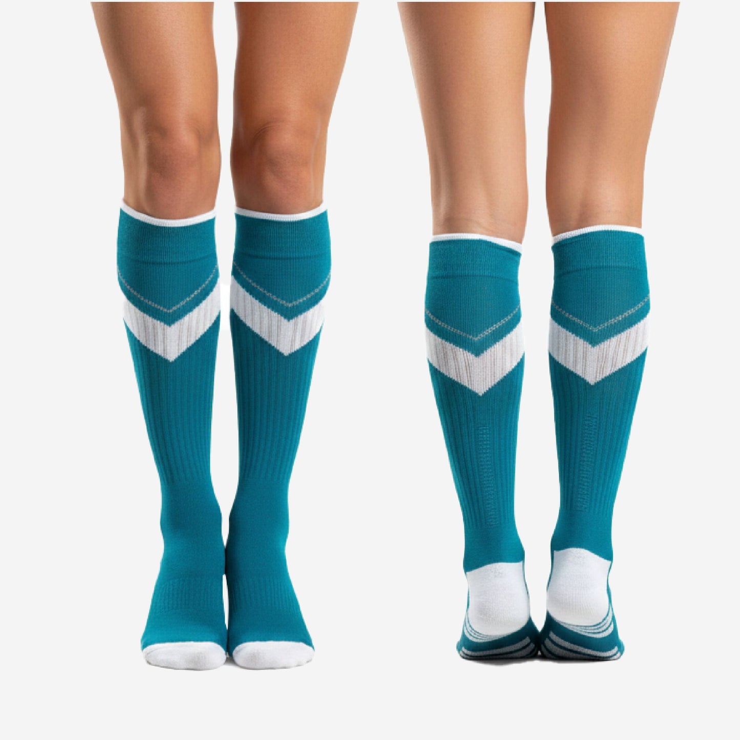Custom Cheerleading Knee Socks - Teal Blue Athletic Performance Socks