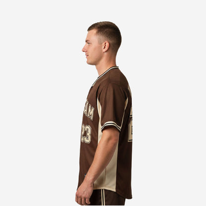 Custom Baseball Jersey in Brown - Youth & Adult Full Button Team Name Number Jersey