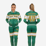 Personalized Cheer Tracksuit in Green - Custom Varsity Bomber Jacket & Pants Set