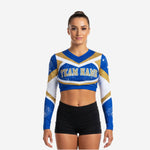 Blue & Gold Cheer Uniform Top - Personalized Team Name & Player Number