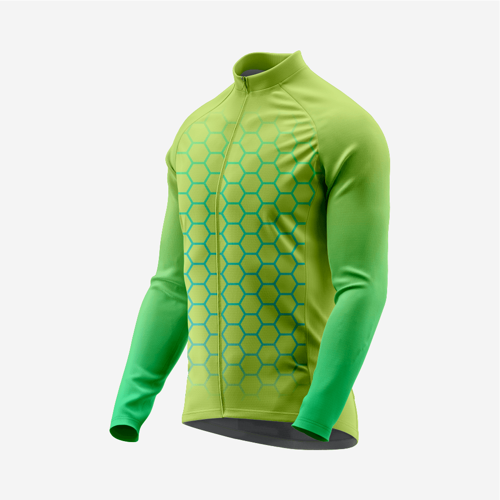Full Zip Long Sleeve Cycling Jersey for Men | Hexagon Bike Shirt - K2 Sportswear | Custom Sports Uniforms & Apparels - K2 Sportswear