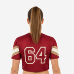 Short Sleeve Cheerleading Crop Top - Personalized Burgundy Jersey