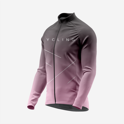 Men’s Long Sleeve Cycling Top and Bib Shorts Set - Pastel Purple