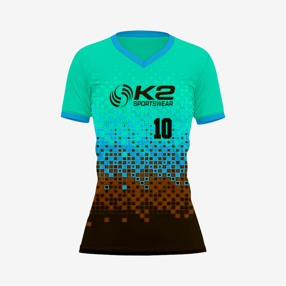 Maßgeschneidertes Softball-V-Neck-Trikot in Parisgrün/Braun für Herren/Damen