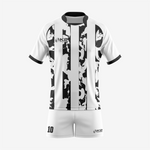 Personalized Rugby Jersey & Shorts Set in White/Black - K2 Sportswear | Custom Sports Uniforms & Apparels - K2 Sportswear