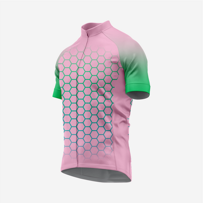 Short Sleeve Cycling Jersey Men | Hexagon Pattern Bike Shirt
