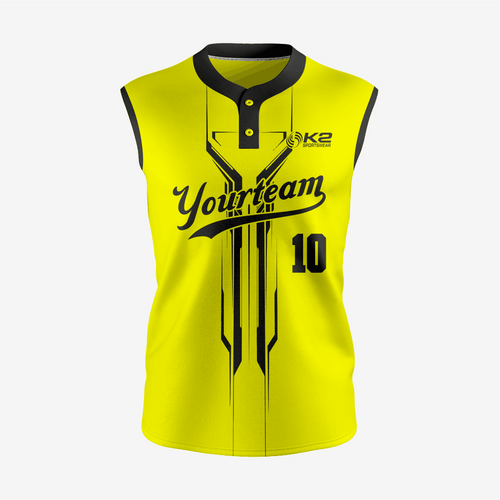 Premium Yellow Sleeveless Softball Jersey with 2 Buttons - K2 Sportswear | Custom Sports Uniforms & Apparels - K2 Sportswear