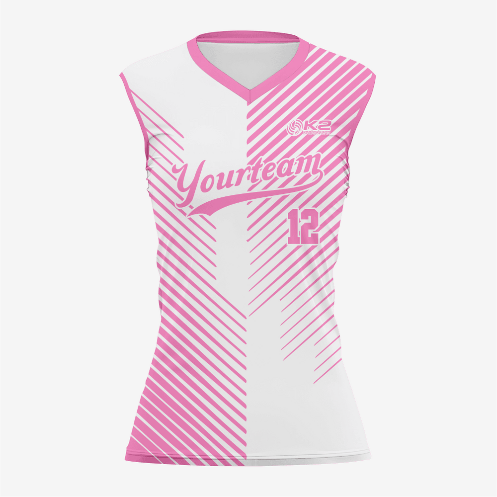 Light Pink Custom Softball Sleeveless V Neck Jersey