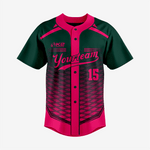 Custom Ruby/Green Softball Full Button Jersey – Men & Women - K2 Sportswear | Custom Sports Uniforms & Apparels - K2 Sportswear