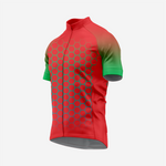 Herren Kurzarm Radtrikot Rot | Performance-Shirt mit Hexagon-Print