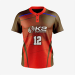 Custom Softball 2 Button Jersey/Pant in Army Brown/Dark Red - K2 Sportswear | Custom Sports Uniforms & Apparels - K2 Sportswear