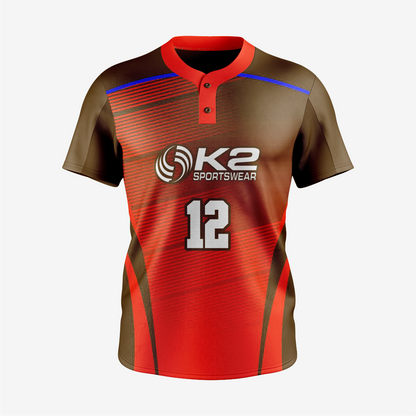 Custom Softball 2 Button Jersey/Pant in Army Brown/Dark Red