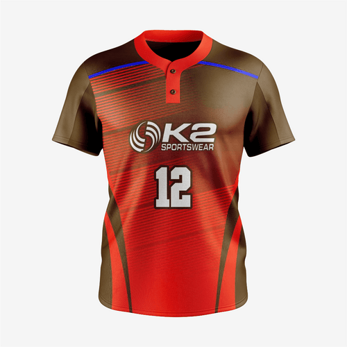 Custom Softball 2 Button Jersey/Pant in Army Brown/Dark Red - K2 Sportswear | Custom Sports Uniforms & Apparels - K2 Sportswear