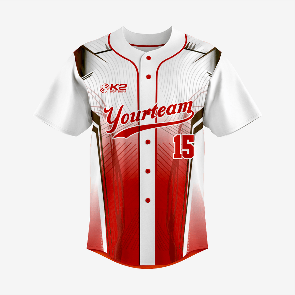 Maillot de softball personnalisé – Boutonné, rouge