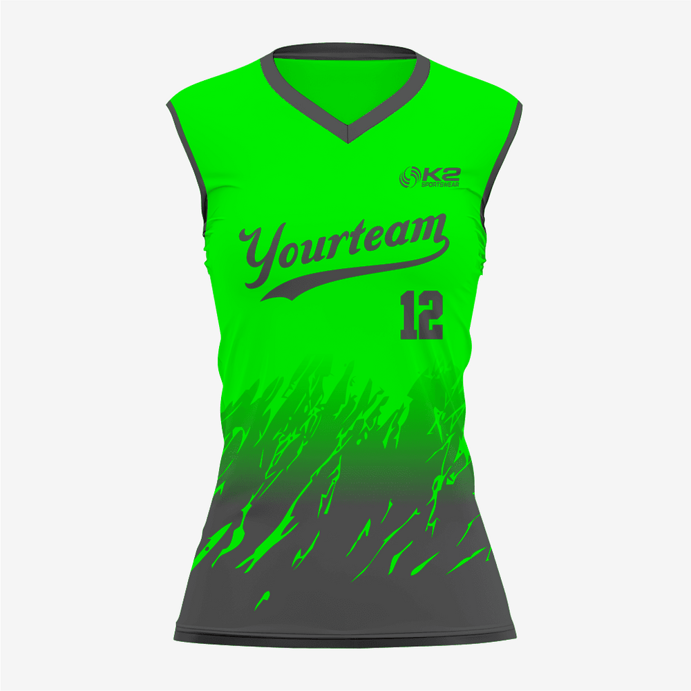 Custom Softball Sleeveless V Neck Jersey – Green/Gray