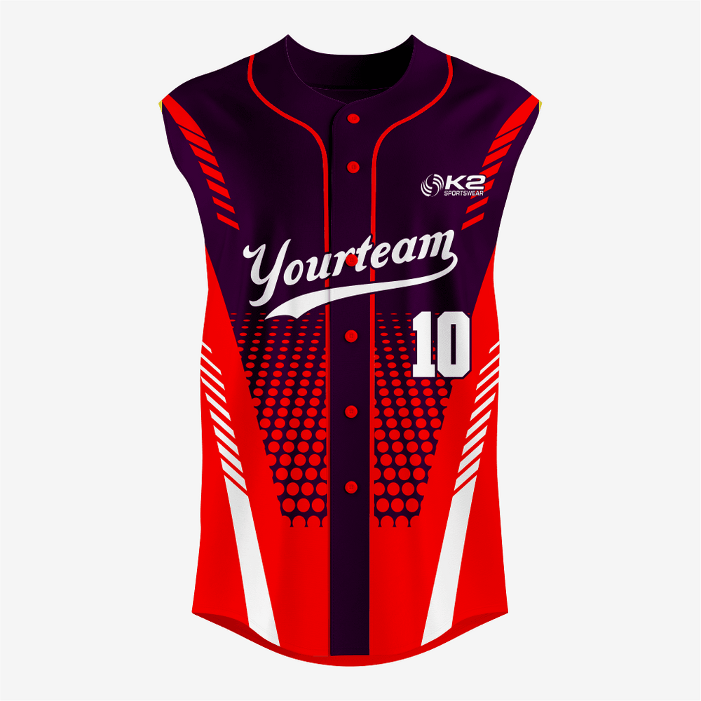 Custom Black/Red Sleeveless Full Button Softball Jersey – Men/Women