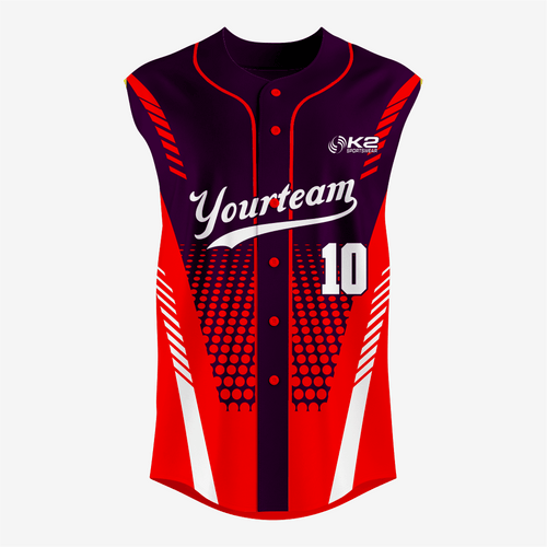 Custom Black/Red Sleeveless Full Button Softball Jersey – Men/Women - K2 Sportswear | Custom Sports Uniforms & Apparels - K2 Sportswear