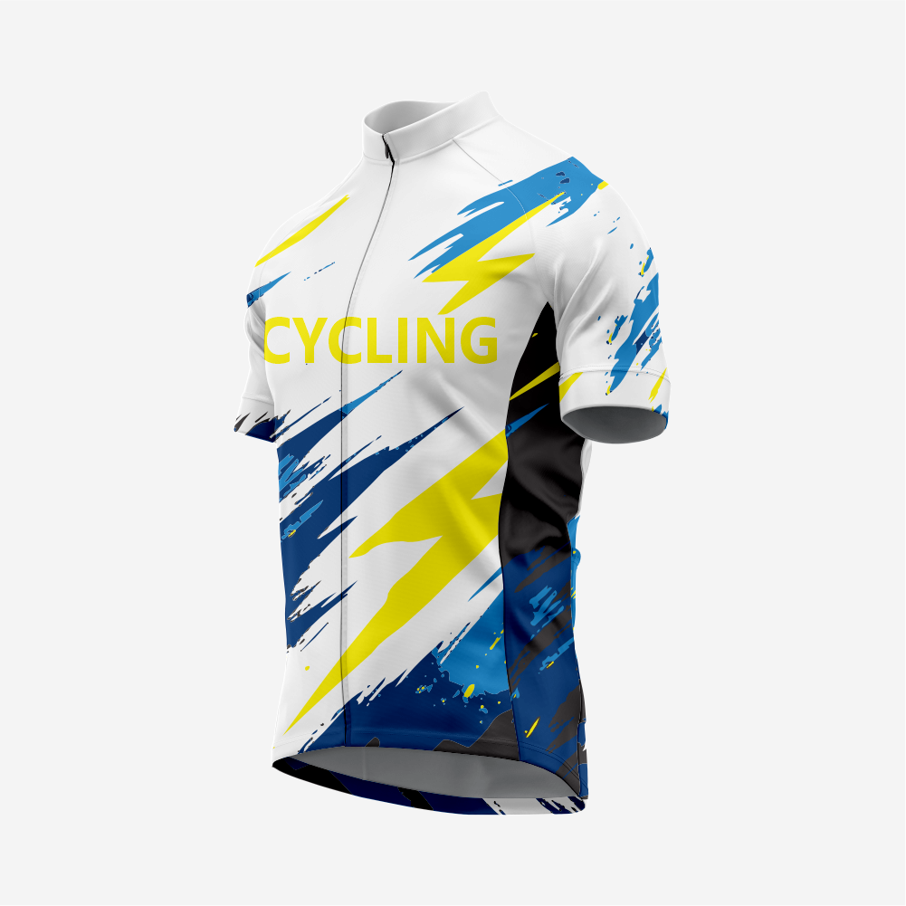 Men’s Cycling Short Sleeve Jersey Performance Road Bike Apparel - White