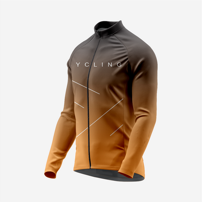 Men’s Orange Long Sleeve Cycling Jersey for Road Riders