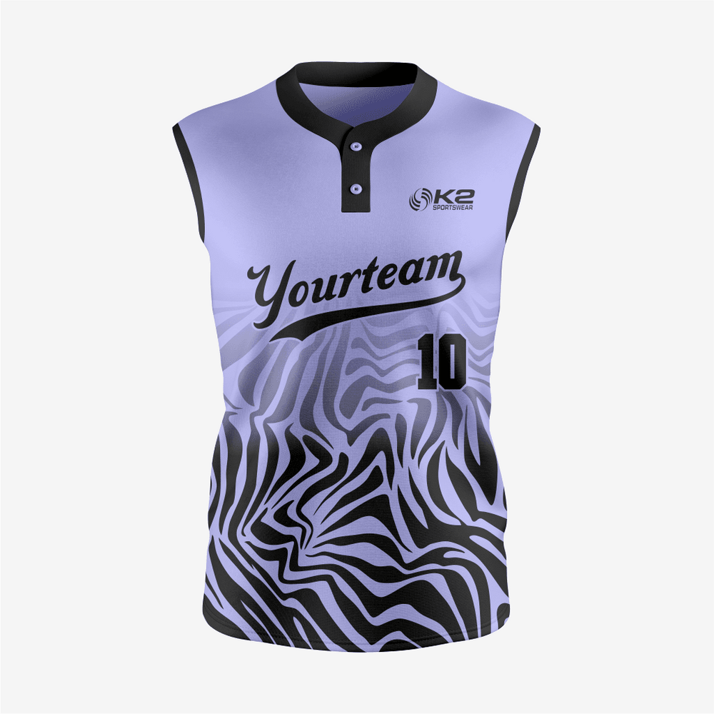 Custom 2-Button Sleeveless Softball Jersey – Pastel Purple for Your Team