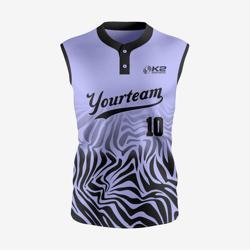 Custom 2-Button Sleeveless Softball Jersey – Pastel Purple for Your Team - K2 Sportswear | Custom Sports Uniforms & Apparels - K2 Sportswear
