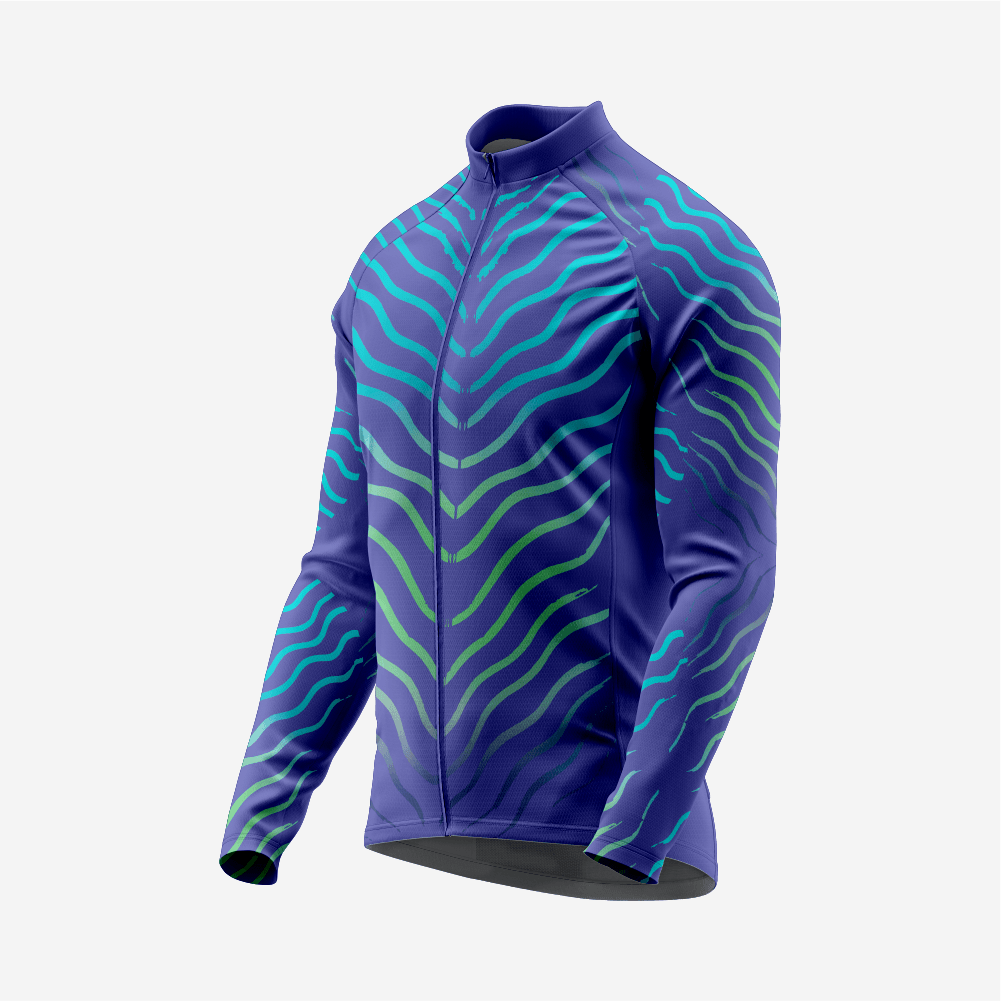 Blue Men’s Long Sleeve Cycling Jersey Durable Bicycle Jerseys Mens - K2 Sportswear | Custom Sports Uniforms & Apparels - K2 Sportswear