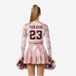 Custom Cheerleading Uniform Set - Long Sleeve Crop Top & Skirt Team Name Design