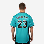Custom Baseball Jersey in Tiffany Blue - Full Button Baseball Jersey Team Name & Number