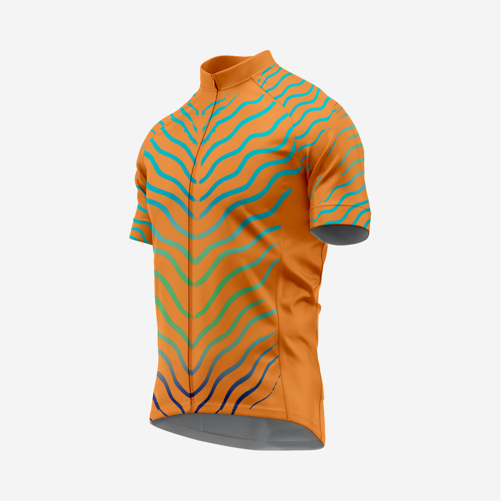 Men’s Orange Short Sleeve Cycling Jersey for Road and Racing