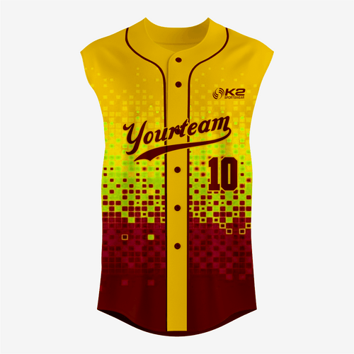 Custom Dark Red/Gold Sleeveless Full Button Softball Jersey – Men/Women - K2 Sportswear | Custom Sports Uniforms & Apparels - K2 Sportswear