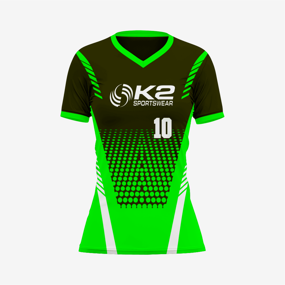 Maßgeschneidertes schwarz-grünes Softball-V-Neck-Trikot für Herren/Damen