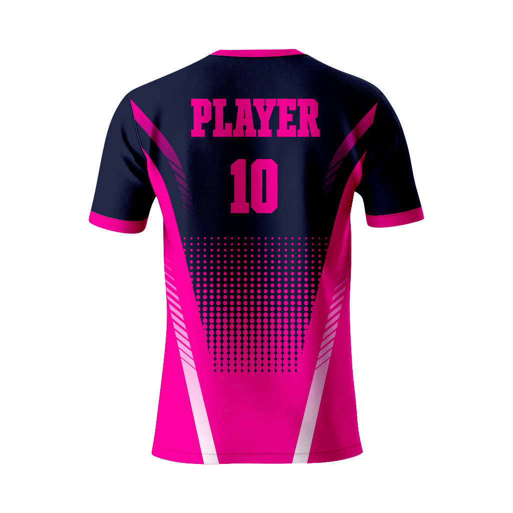 High-Performance Soccer Uniform in Navy Blue and Pink