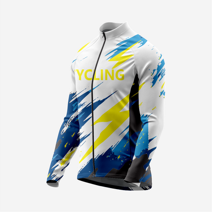 Men’s Long Sleeve Cycling Jersey and Bib Shorts Set - Light Gray