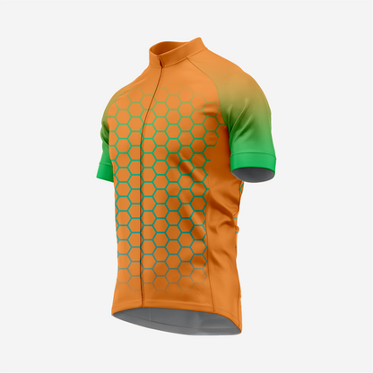 Men's Hexagon Pattern Brown Cycling Jersey | Short Sleeve Performance Bike Shirt