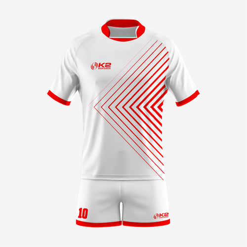 Customized Rugby Uniform Set in Red/White - K2 Sportswear | Custom Sports Uniforms & Apparels - K2 Sportswear