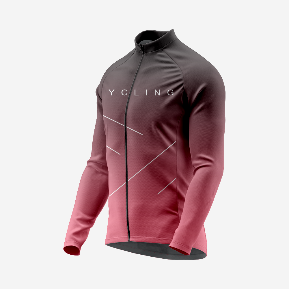 Men’s Long Sleeve Cycling Top and Bib Shorts Set - Rose Gold